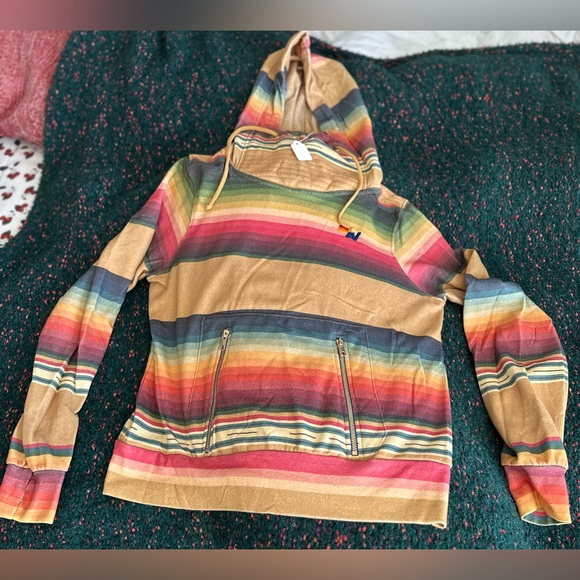 ‼️RARE‼️🎸AVIATOR NATION🎸🔥NWT🔥Serape Ninja Pullover Hoodie in Light Khaki—S - Picture 16 of 16